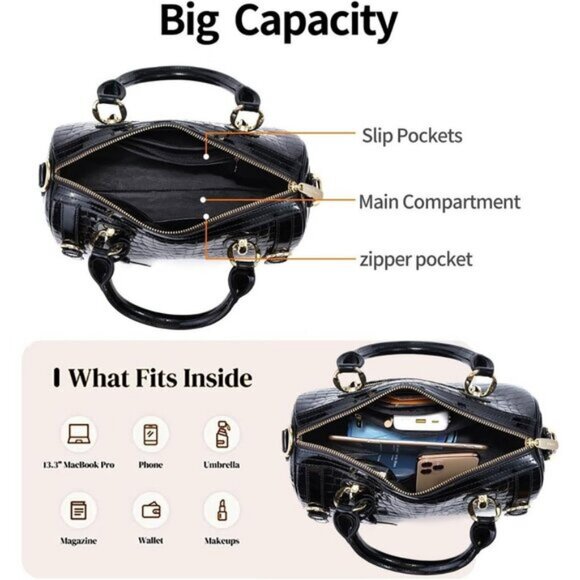 ⚡Women Green Genuine Leather Tote Handbag Clutch Purse Crossbody Bag - Picture 5 of 9